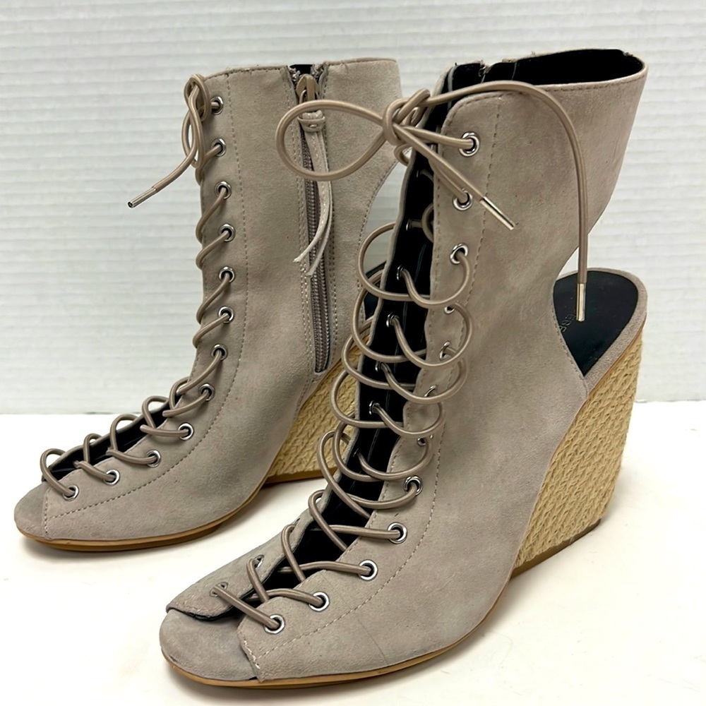 Rebecca Minkoff Elle Suede Lace Up Wedges